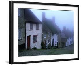 Street of "Gold Hill" Shrouded in Fog, Shaftesbury, Dorset, England-Jan Stromme-Framed Photographic Print