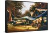Street of Traditional Market at Evening,Oil Painting Style-Tithi Luadthong-Framed Stretched Canvas
