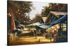 Street of Traditional Market at Evening,Oil Painting Style-Tithi Luadthong-Stretched Canvas