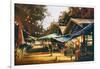 Street of Traditional Market at Evening,Oil Painting Style-Tithi Luadthong-Framed Art Print