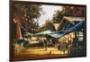 Street of Traditional Market at Evening,Oil Painting Style-Tithi Luadthong-Framed Art Print