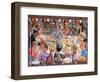 Street Party - the Seven Ages, 2023 (Tinted Gesso on Canvas & Painted Wood Frame)-PJ Crook-Framed Giclee Print