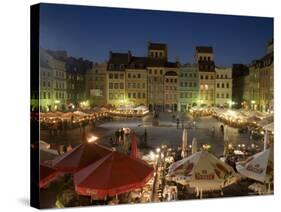 Street Performers, Cafes and Stalls at Dusk, Old Town Square (Rynek Stare Miasto), Warsaw, Poland-Gavin Hellier-Stretched Canvas