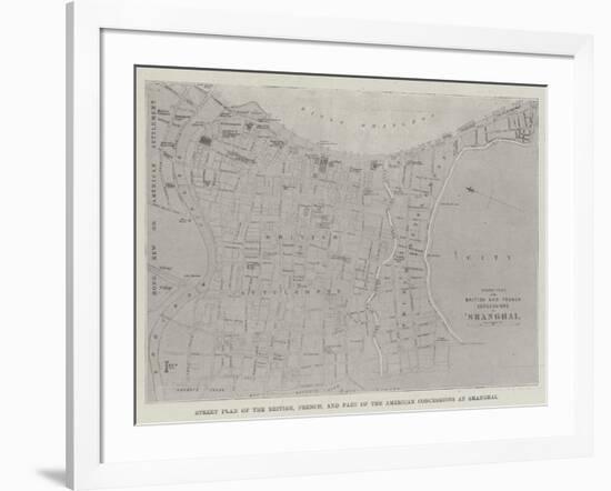 Street Plan of the British, French, and Part of the American Concessions at Shanghai-null-Framed Giclee Print