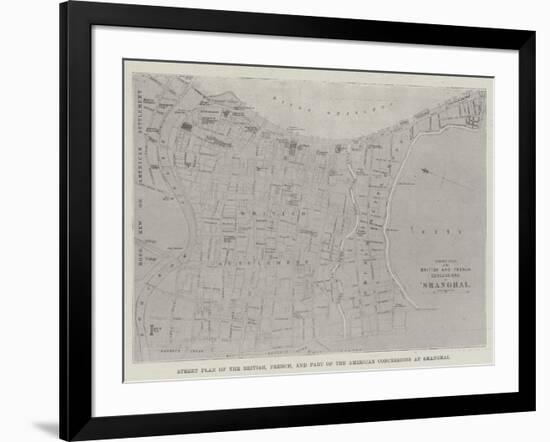 Street Plan of the British, French, and Part of the American Concessions at Shanghai-null-Framed Giclee Print