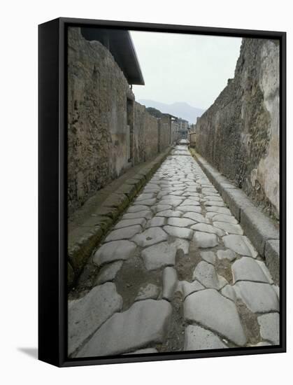 Street, Pompeii, Campania, Italy-Michael Newton-Framed Stretched Canvas