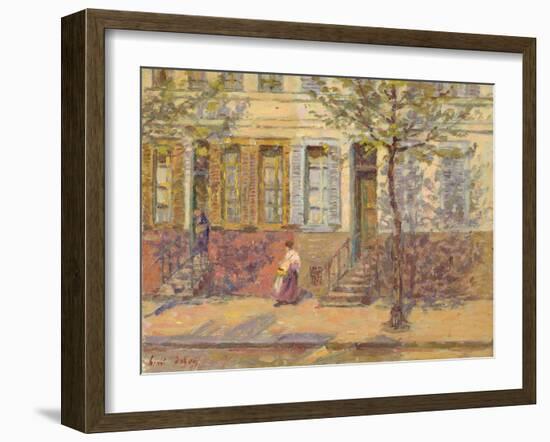 Street Scene, 1912 (Oil on Panel)-Henri Duhem-Framed Giclee Print