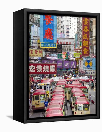 Street Scene and Mini Bus Station, Mong Kok, Kowloon, Hong Kong, China, Asia-Gavin Hellier-Framed Stretched Canvas