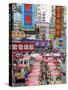 Street Scene and Mini Bus Station, Mong Kok, Kowloon, Hong Kong, China, Asia-Gavin Hellier-Stretched Canvas
