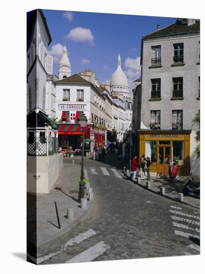 Street Scene and the Dome of the Basilica of Sacre Coeur, Montmartre, Paris, France, Europe-Gavin Hellier-Stretched Canvas