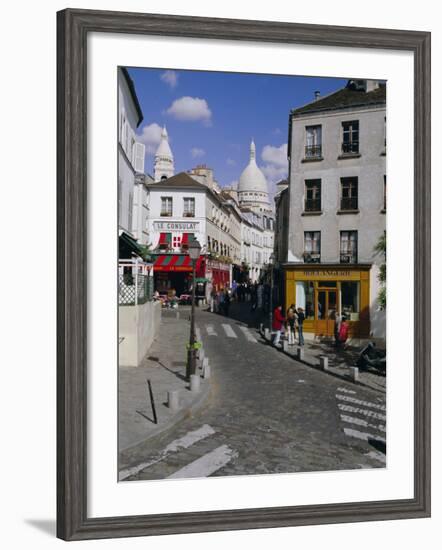 Street Scene and the Dome of the Basilica of Sacre Coeur, Montmartre, Paris, France, Europe-Gavin Hellier-Framed Photographic Print