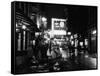 Street Scene at Night in London Around Shaftsbury Avenue Theatre District, February 1987-null-Framed Stretched Canvas