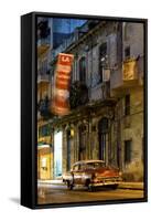 Street Scene at Night Lit by Artificial Lighting-Lee Frost-Framed Stretched Canvas