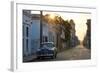 Street Scene at Sunrise with Vintage American Car, Cienfuegos, Cuba-Lee Frost-Framed Photographic Print