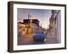 Street Scene at Twilight with Classic Blue American Car, Cienfuegos-Lee Frost-Framed Photographic Print