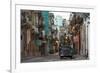 Street Scene before Sunrise - Dilapidated Buildings Crowded Together and Vintage American Cars-Lee Frost-Framed Photographic Print