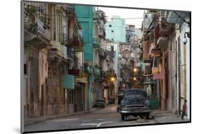 Street Scene before Sunrise - Dilapidated Buildings Crowded Together and Vintage American Cars-Lee Frost-Mounted Photographic Print