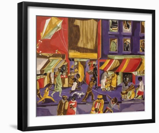 Street Scene (Boy with Kite), 1962-Jacob Lawrence-Framed Art Print