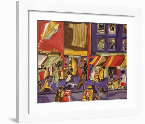 Street Scene (Boy with Kite), 1962-Jacob Lawrence-Framed Art Print