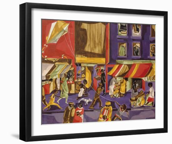 Street Scene (Boy with Kite), 1962-Jacob Lawrence-Framed Giclee Print