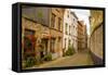 Street scene, Bruges, West Flanders, Belgium.-Michael DeFreitas-Framed Stretched Canvas