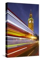 Street Scene, Double-Decker Bus, Light Trails, Motion Blur, Big Ben-Rainer Mirau-Stretched Canvas