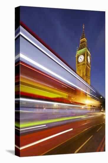 Street Scene, Double-Decker Bus, Light Trails, Motion Blur, Big Ben-Rainer Mirau-Stretched Canvas