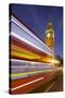 Street Scene, Double-Decker Bus, Light Trails, Motion Blur, Big Ben-Rainer Mirau-Stretched Canvas