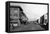 Street Scene, Exterior View of the Green Hotel - Auburn, WA-Lantern Press-Framed Stretched Canvas