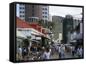 Street Scene, Farquhar Street, Port Louis, Mauritius, Indian Ocean, Africa-David Poole-Framed Stretched Canvas