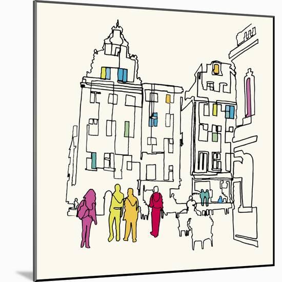 Street Scene II-Tom Frazier-Mounted Giclee Print