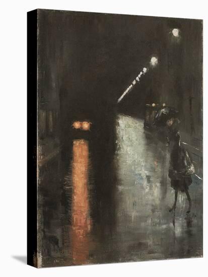 Street Scene in Berlin at Night (Leipziger Strasse?), C.1920 (Oil on Canvas)-Lesser Ury-Stretched Canvas