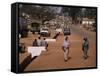 Street Scene in Centre of Town, Garowa, Cameroon, Africa-David Poole-Framed Stretched Canvas