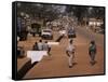 Street Scene in Centre of Town, Garowa, Cameroon, Africa-David Poole-Framed Stretched Canvas