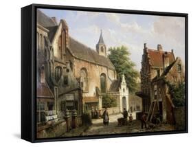 Street Scene in Delft-Willem Koekkoek-Framed Stretched Canvas