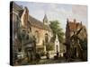 Street Scene in Delft-Willem Koekkoek-Stretched Canvas