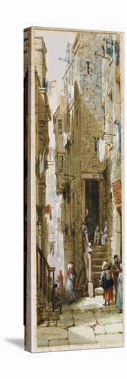 Street Scene in Edinburgh-Louise J. Rayner-Stretched Canvas