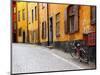 Street Scene in Gamla Stan Section with Bicycle and Mailbox, Stockholm, Sweden-Nancy & Steve Ross-Mounted Photographic Print