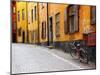 Street Scene in Gamla Stan Section with Bicycle and Mailbox, Stockholm, Sweden-Nancy & Steve Ross-Mounted Photographic Print