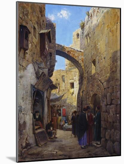 Street Scene in Jerusalem-Gustave Bauernfeind-Mounted Giclee Print