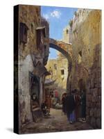 Street Scene in Jerusalem-Gustave Bauernfeind-Stretched Canvas