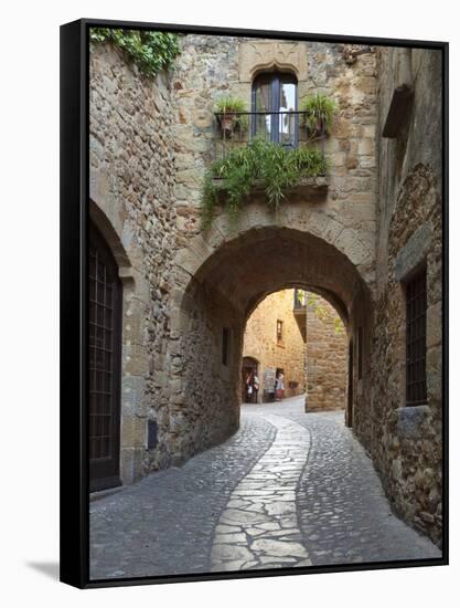 Street Scene in Old Town, Pals, Costa Brava, Catalonia, Spain, Europe-Stuart Black-Framed Stretched Canvas