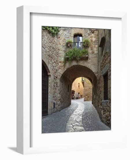 Street Scene in Old Town, Pals, Costa Brava, Catalonia, Spain, Europe-Stuart Black-Framed Photographic Print