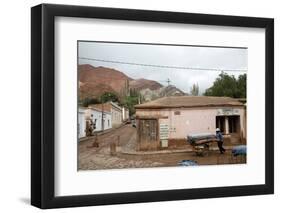 Street Scene in Purmamarca with the Mountain of Seven Colors in the Background-Yadid Levy-Framed Photographic Print