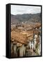 Street Scene in San Blas Neighbourhood with a View over the Rooftops of Cuzco, Peru, South America-Yadid Levy-Framed Stretched Canvas