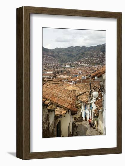 Street Scene in San Blas Neighbourhood with a View over the Rooftops of Cuzco, Peru, South America-Yadid Levy-Framed Photographic Print