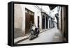 Street Scene in Stone Town with Moped, Unguja Island, Zanzibar Archipelago, Tanzania-Paul Joynson Hicks-Framed Stretched Canvas