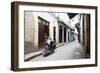 Street Scene in Stone Town with Moped, Unguja Island, Zanzibar Archipelago, Tanzania-Paul Joynson Hicks-Framed Photographic Print