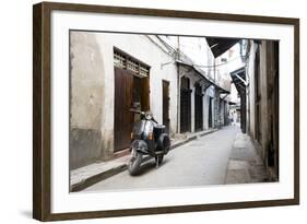 Street Scene in Stone Town with Moped, Unguja Island, Zanzibar Archipelago, Tanzania-Paul Joynson Hicks-Framed Photographic Print