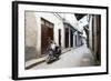 Street Scene in Stone Town with Moped, Unguja Island, Zanzibar Archipelago, Tanzania-Paul Joynson Hicks-Framed Photographic Print